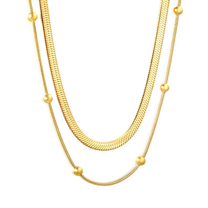 3-Layer Snake Chain Necklace (Bead Accents with Gold & Silver Option) | MOQ 12 | Wholesale Bulk Order | N:42+45+5cm Adjustable Jewelry