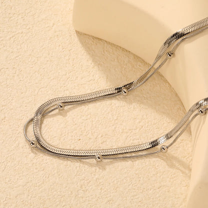 3-Layer Snake Chain Necklace (Bead Accents with Gold & Silver Option) | MOQ 12 | Wholesale Bulk Order | N:42+45+5cm Adjustable Jewelry