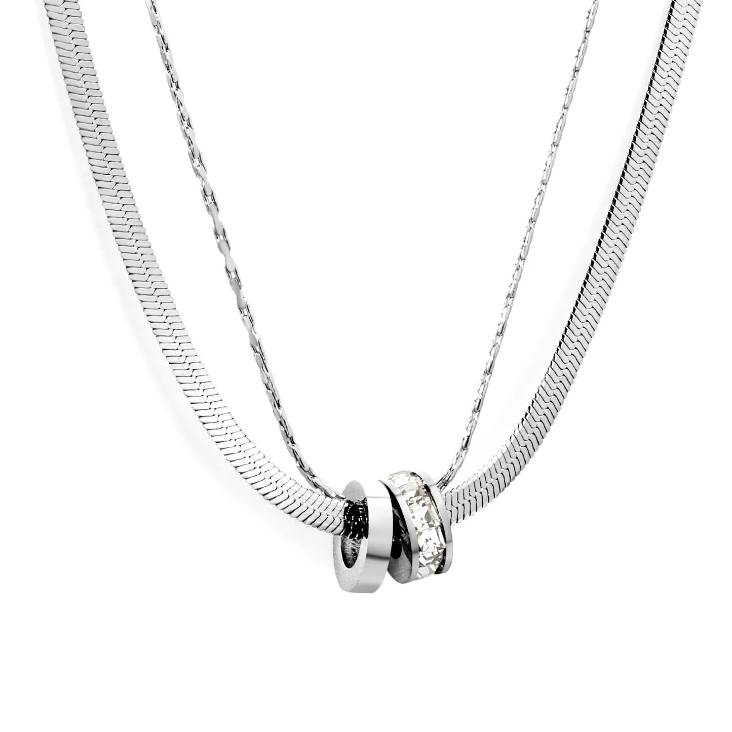 N:40+40+5 Adjustable 3-Layer Crystal Bead Necklace | 18K Gold/Silver Plated | Wholesale Bulk Order | MOQ 12