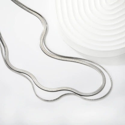 Wholesale Gold/Silver 2-Layer Snake Chain Necklace (3mm+1mm) | 18K Plated | N:40+45+5cm Adjustable
