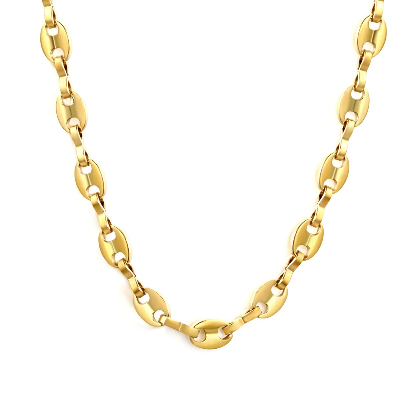 18K Gold Plated Oval-Link Chunky Chain Necklace | MOQ 12 | Wholesale Bulk Order | N:40+5cm Adjustable Jewelry