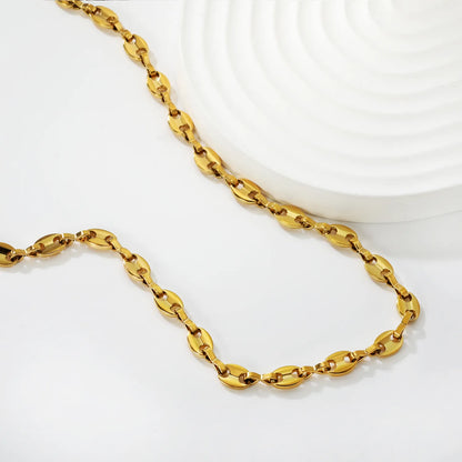 18K Gold Plated Oval-Link Chunky Chain Necklace | MOQ 12 | Wholesale Bulk Order | N:40+5cm Adjustable Jewelry