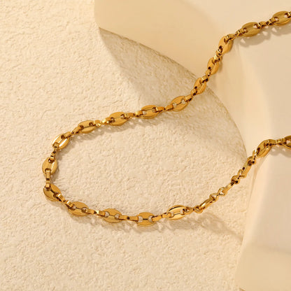 18K Gold Plated Oval-Link Chunky Chain Necklace | MOQ 12 | Wholesale Bulk Order | N:40+5cm Adjustable Jewelry