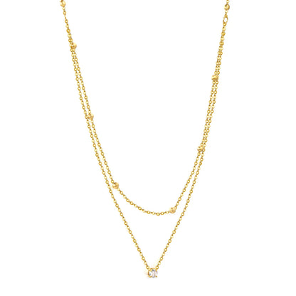 18K Gold Plated 3-Layer Bead & Crystal Necklace | MOQ 12 | Wholesale Bulk Order | 42+25+5cm Adjustable Jewelry