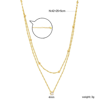 18K Gold Plated 3-Layer Bead & Crystal Necklace | MOQ 12 | Wholesale Bulk Order | 42+25+5cm Adjustable Jewelry