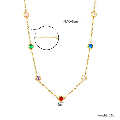 Multi-Color 6mm Crystal Station Necklace | MOQ 12 | Wholesale Bulk Order | N:40+5cm Adjustable Jewelry
