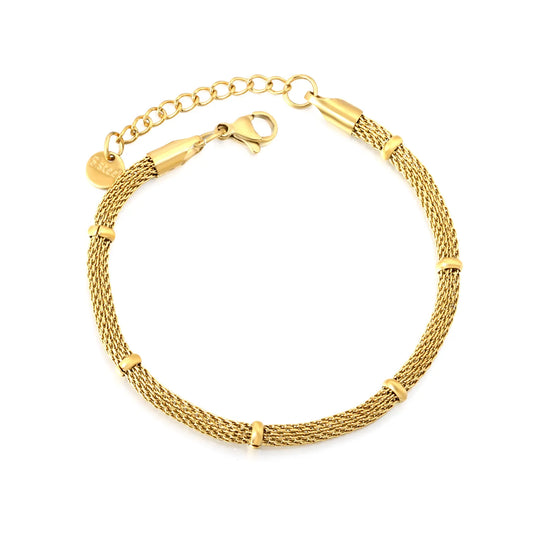 Gold Mesh Chain Bracelet | Wholesale Bulk Order |  17+3cm | MOQ 12 | 18K Gold Plated Adjustable Sleek Jewelry