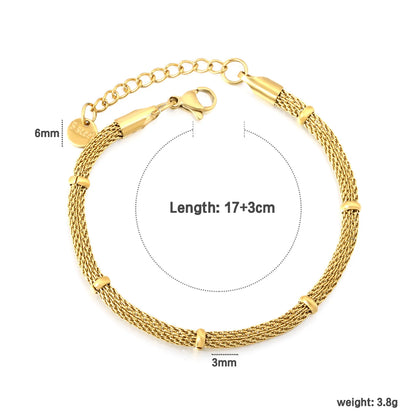 Gold Mesh Chain Bracelet | Wholesale Bulk Order |  17+3cm | MOQ 12 | 18K Gold Plated Adjustable Sleek Jewelry