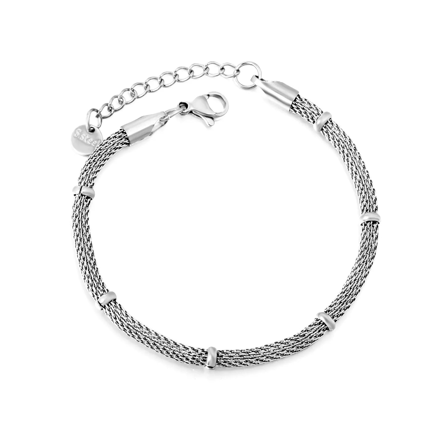 Gold Mesh Chain Bracelet | Wholesale Bulk Order |  17+3cm | MOQ 12 | 18K Gold Plated Adjustable Sleek Jewelry