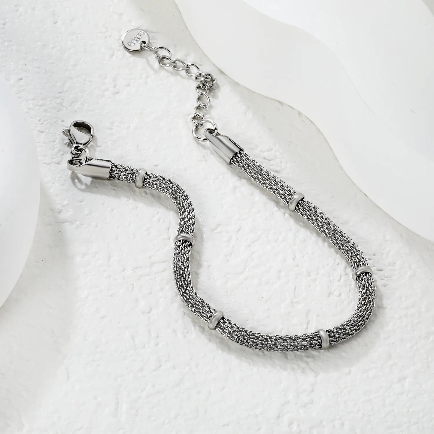 Gold Mesh Chain Bracelet | Wholesale Bulk Order |  17+3cm | MOQ 12 | 18K Gold Plated Adjustable Sleek Jewelry