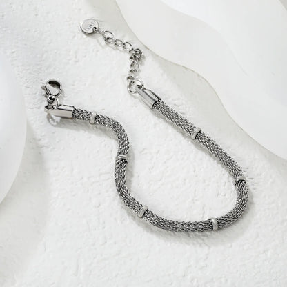 Gold Mesh Chain Bracelet | Wholesale Bulk Order |  17+3cm | MOQ 12 | 18K Gold Plated Adjustable Sleek Jewelry