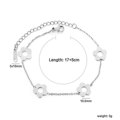 Wholesale Bulk Order 17+5cm Two-Tone (Gold/Silver) Flower Charm Bracelet | MOQ 12 | Adjustable Dainty Jewelry