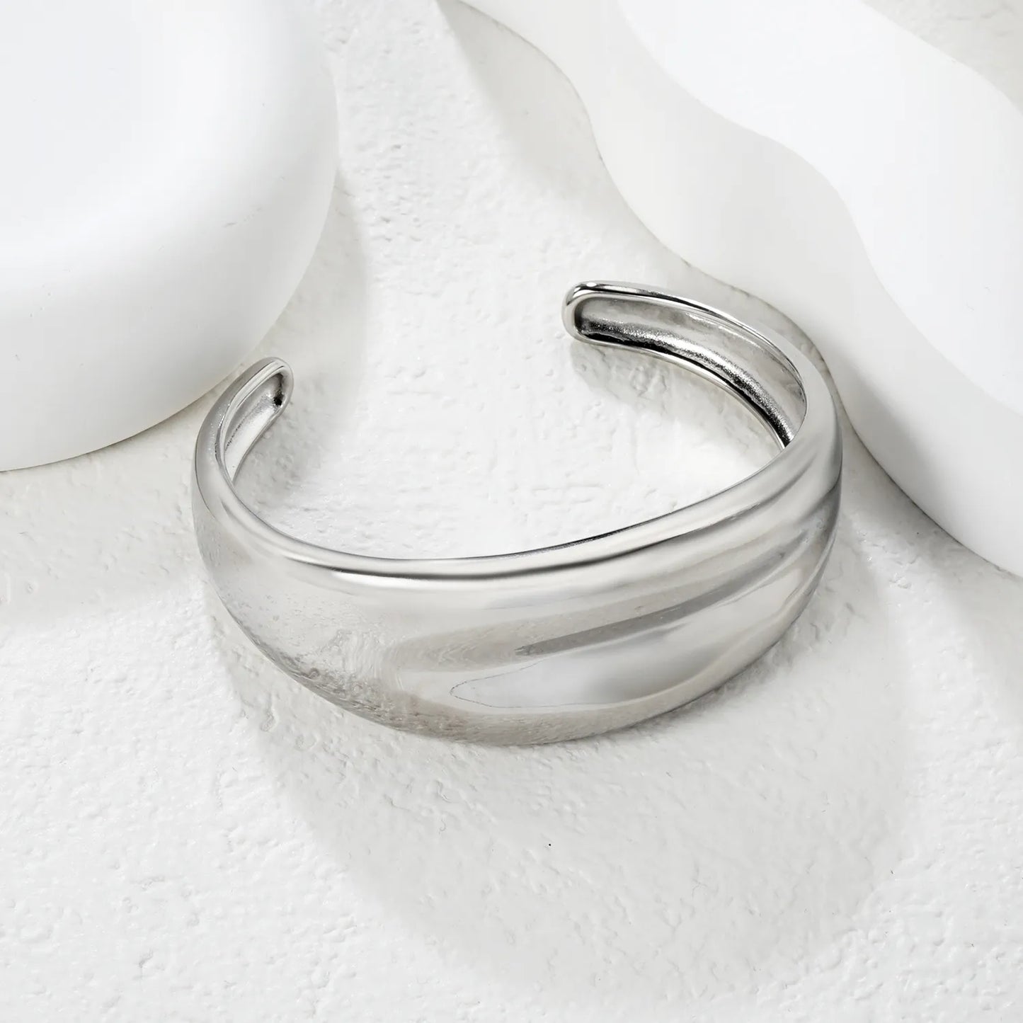 Thick Open Cuff Bracelet | Wholesale Bulk Order | 62mm | Two Colors (Silver/Gold)| MOQ 12 | Polished Adjustable Statement Jewelry