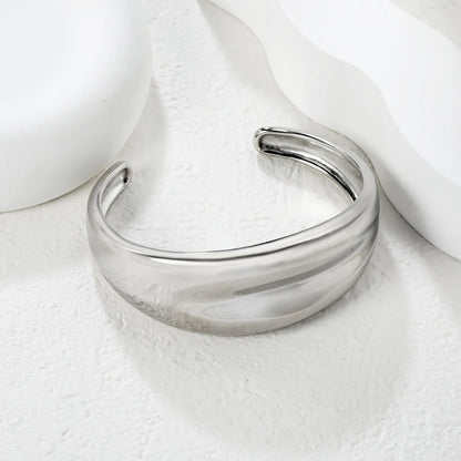 Thick Open Cuff Bracelet | Wholesale Bulk Order | 62mm | Two Colors (Silver/Gold)| MOQ 12 | Polished Adjustable Statement Jewelry