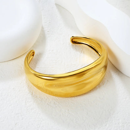 Thick Open Cuff Bracelet | Wholesale Bulk Order | 62mm | Two Colors (Silver/Gold)| MOQ 12 | Polished Adjustable Statement Jewelry
