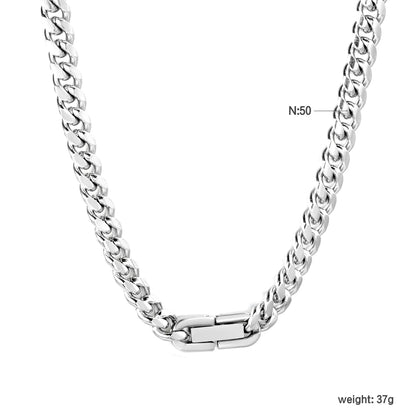 Silver Cuban Link Necklace | MOQ 12 | Wholesale Bulk Order | Polished Stainless Steel Statement Jewelry