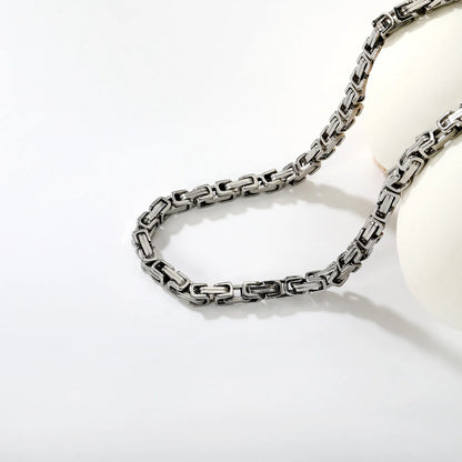 Wholesale Bulk Order N:50 5mm Silver Interlocking Rectangle Link Necklace | MOQ 12 | Polished Stainless Steel Statement Jewelry