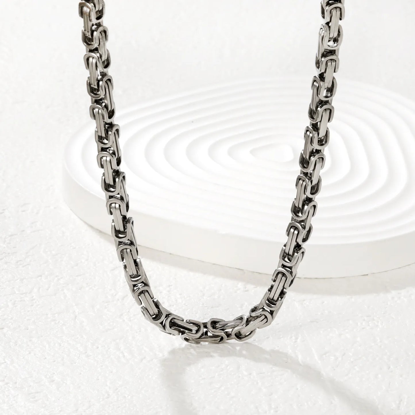 Bulk Order N:60 6mm Silver Interlocking Rectangle Link Necklace | MOQ 12 | Wholesale Stainless Steel Necklace