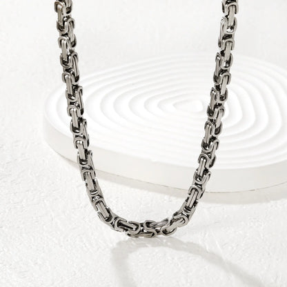 Bulk Order N:60 6mm Silver Interlocking Rectangle Link Necklace | MOQ 12 | Wholesale Stainless Steel Necklace