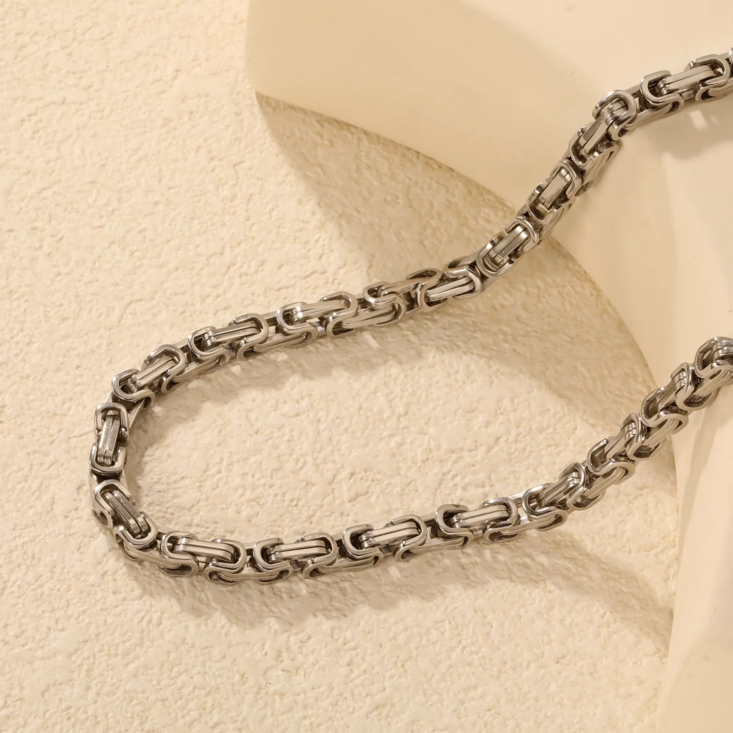 Bulk Order N:60 6mm Silver Interlocking Rectangle Link Necklace | MOQ 12 | Wholesale Stainless Steel Necklace