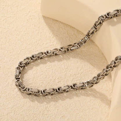 Bulk Order N:60 6mm Silver Interlocking Rectangle Link Necklace | MOQ 12 | Wholesale Stainless Steel Necklace