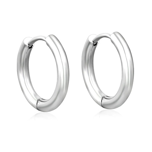 Wholesale 12mm 3-Style Silver Hoop Earrings Set | Hypoallergenic Stainless Steel | Minimalist & Layered Design Jewelry