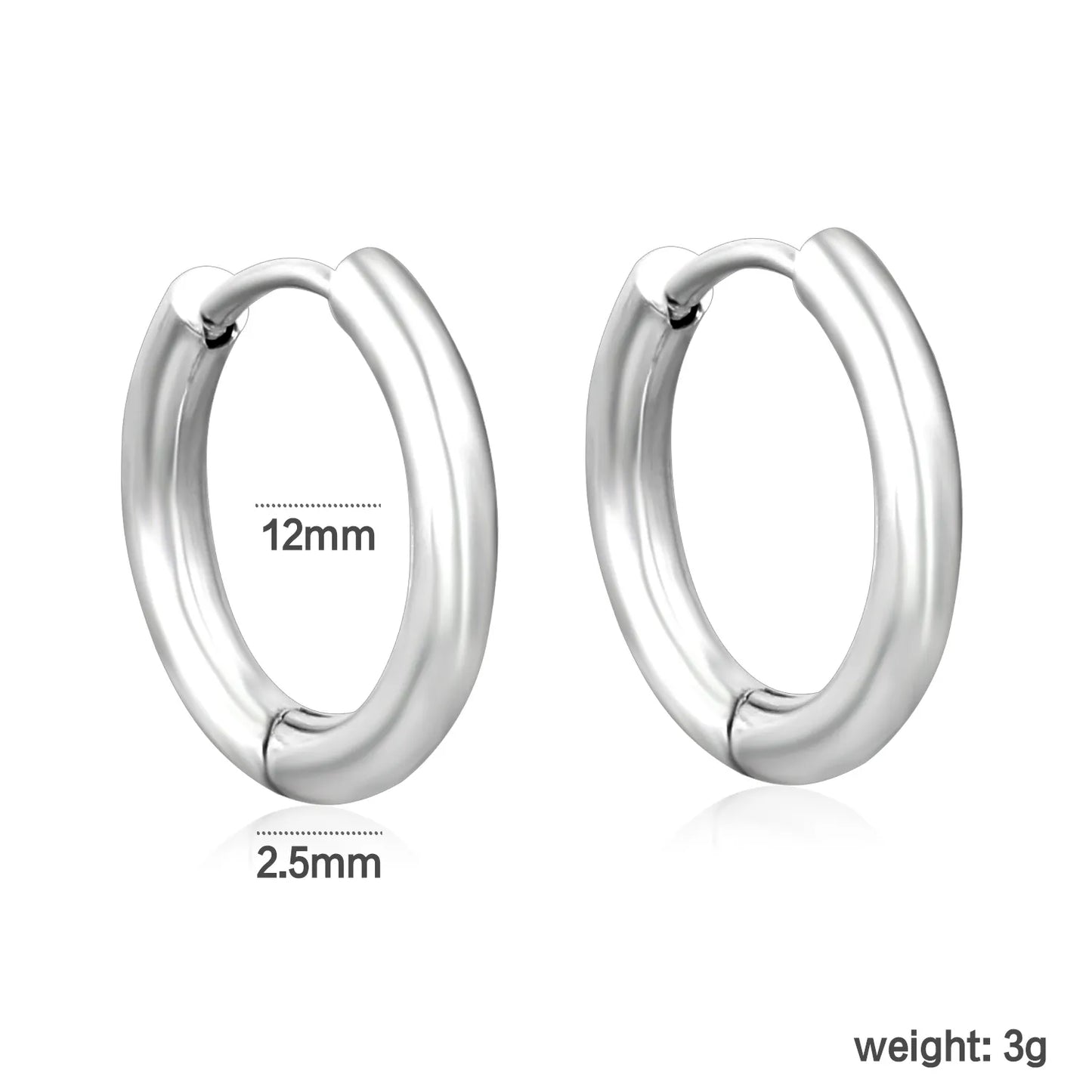 Wholesale 12mm 3-Style Silver Hoop Earrings Set | Hypoallergenic Stainless Steel | Minimalist & Layered Design Jewelry