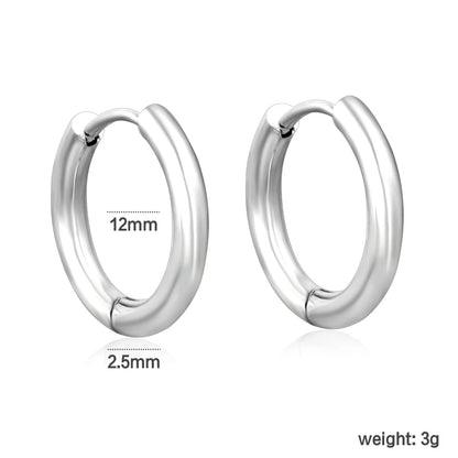 Wholesale 12mm 3-Style Silver Hoop Earrings Set | Hypoallergenic Stainless Steel | Minimalist & Layered Design Jewelry