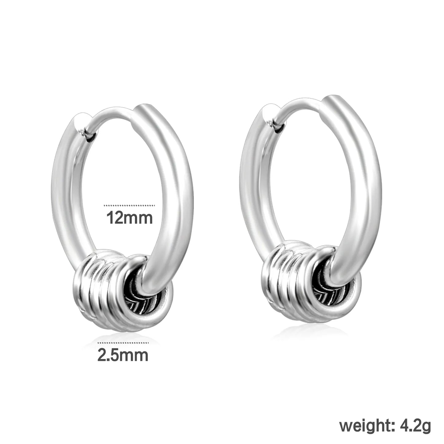 Wholesale 12mm 3-Style Silver Hoop Earrings Set | Hypoallergenic Stainless Steel | Minimalist & Layered Design Jewelry