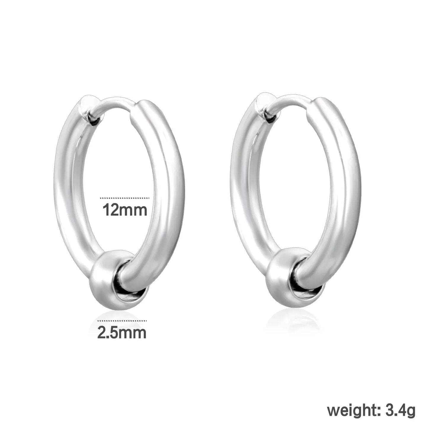 Wholesale 12mm 3-Style Silver Hoop Earrings Set | Hypoallergenic Stainless Steel | Minimalist & Layered Design Jewelry