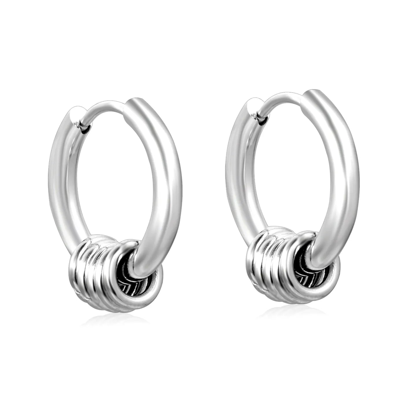Wholesale 12mm 3-Style Silver Hoop Earrings Set | Hypoallergenic Stainless Steel | Minimalist & Layered Design Jewelry