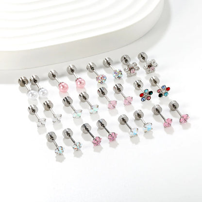 Wholesale 12-Piece 4mm/6mm Stud Earring Set | Hypoallergenic Stainless Steel | Pearl & Crystal Multi-Style Jewelry