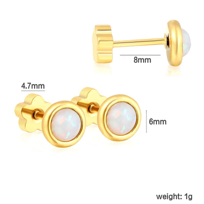 Wholesale 6mm 4-Style Opal Accent Gold Stud Earrings Set | 18K Gold Plated | Hypoallergenic Stainless Steel Jewelry