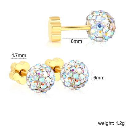 Wholesale 6mm 4-Style Opal Accent Gold Stud Earrings Set | 18K Gold Plated | Hypoallergenic Stainless Steel Jewelry