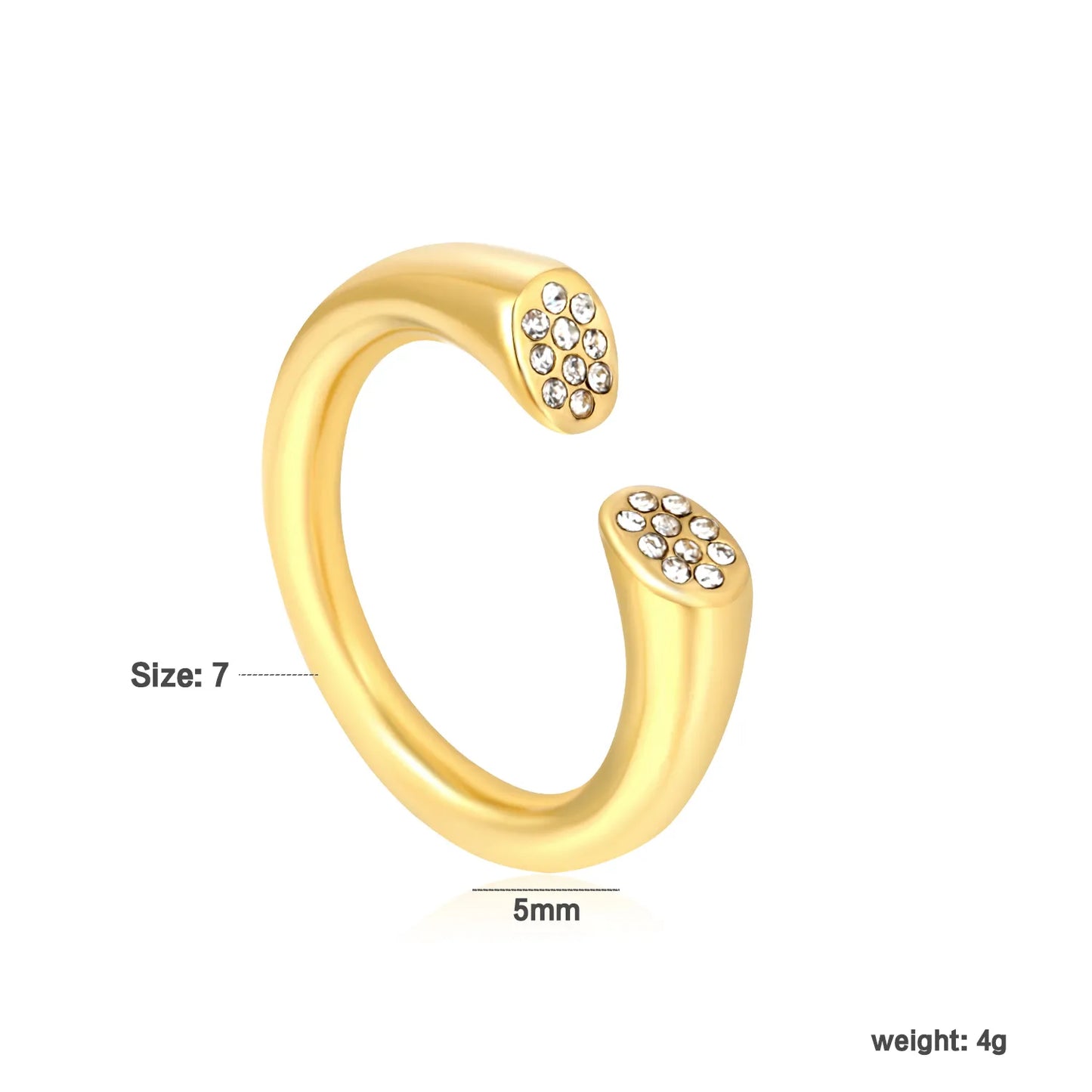 Wholesale Gold Open Cuff Ring | 18K Gold Plated | Crystal-Embellished Minimalist Statement Jewelry