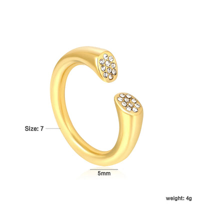 Wholesale Gold Open Cuff Ring | 18K Gold Plated | Crystal-Embellished Minimalist Statement Jewelry