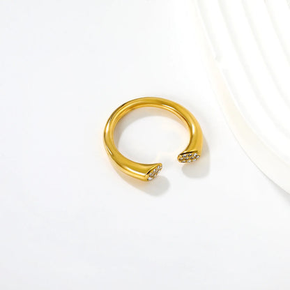 Wholesale Gold Open Cuff Ring | 18K Gold Plated | Crystal-Embellished Minimalist Statement Jewelry