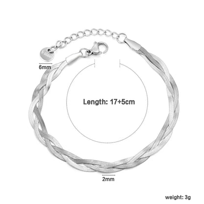 Wholesale 17+5cm Three-Tone Braided Snake Chain Bracelet | Stainless Steel MOQ 12
