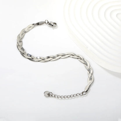 Wholesale 17+5cm Three-Tone Braided Snake Chain Bracelet | Stainless Steel MOQ 12