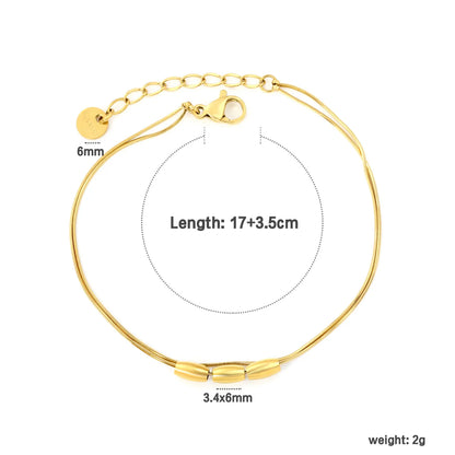 Minimalist Double Thin Snake Chain Three Oval Bead Bracelet with Adjustable Extension Chain | Ultra-Light Daily Stackable Bracelet Wholesale Bulk Supply