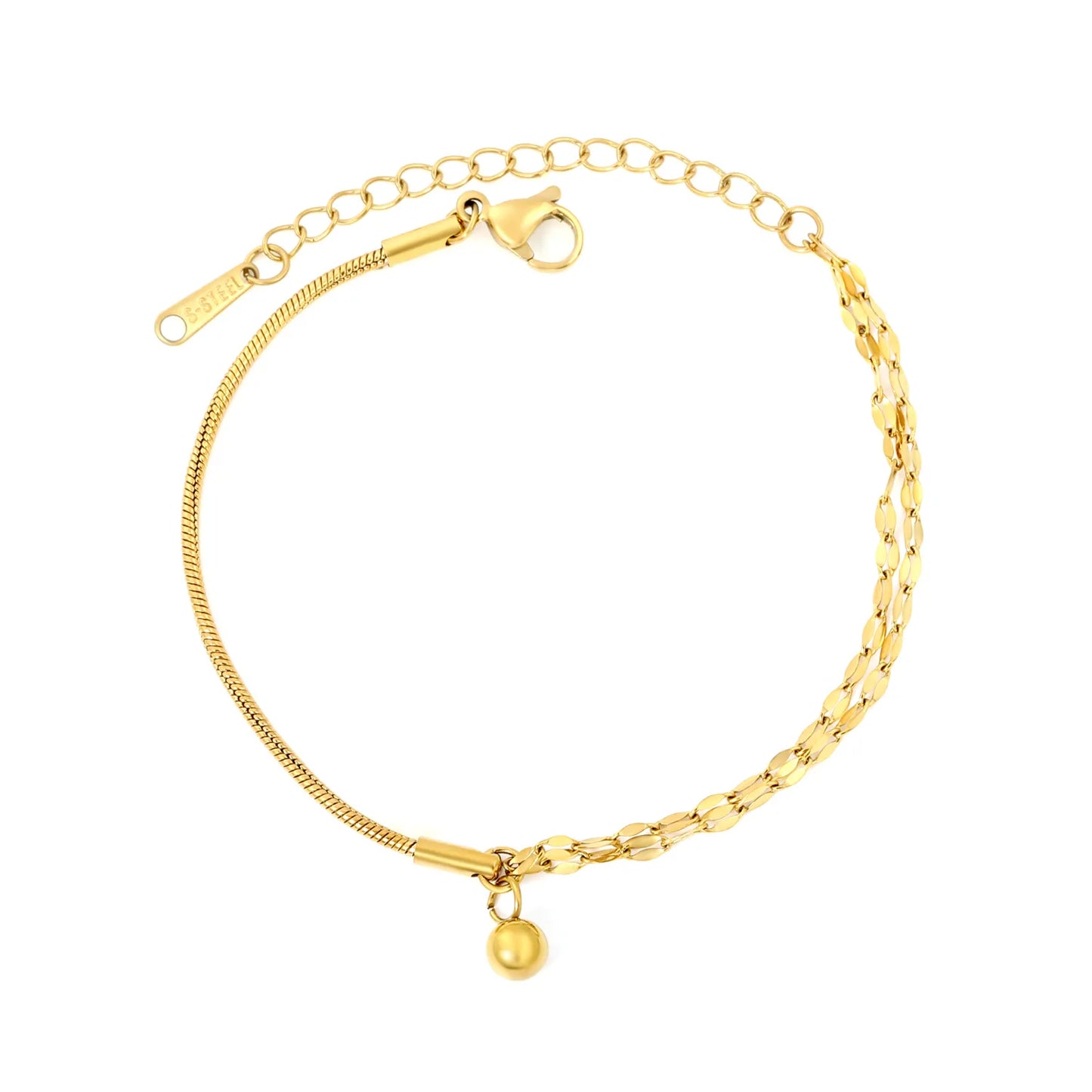 Adjustable Sparkly Sequin Rolo Chain Ball Charm Bracelet | Wholesale MOQ 12 Pieces