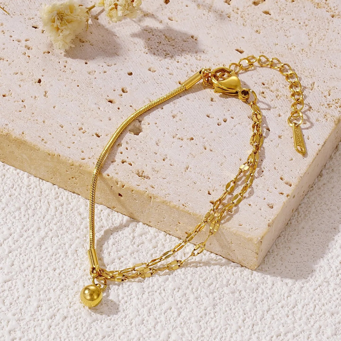 Adjustable Sparkly Sequin Rolo Chain Ball Charm Bracelet | Wholesale MOQ 12 Pieces