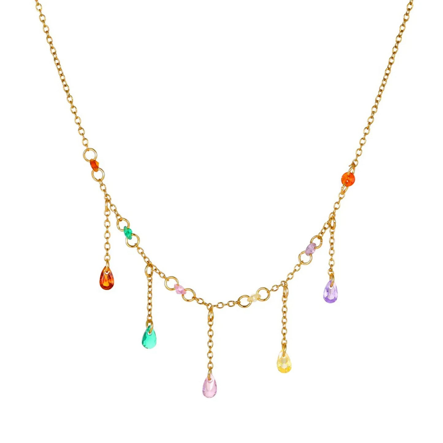40+5cm Adjustable Rainbow Teardrop Fringe Tassel Choker Necklace | Summer Statement Jewelry for Wholesale