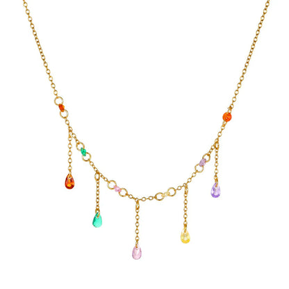 40+5cm Adjustable Rainbow Teardrop Fringe Tassel Choker Necklace | Summer Statement Jewelry for Wholesale
