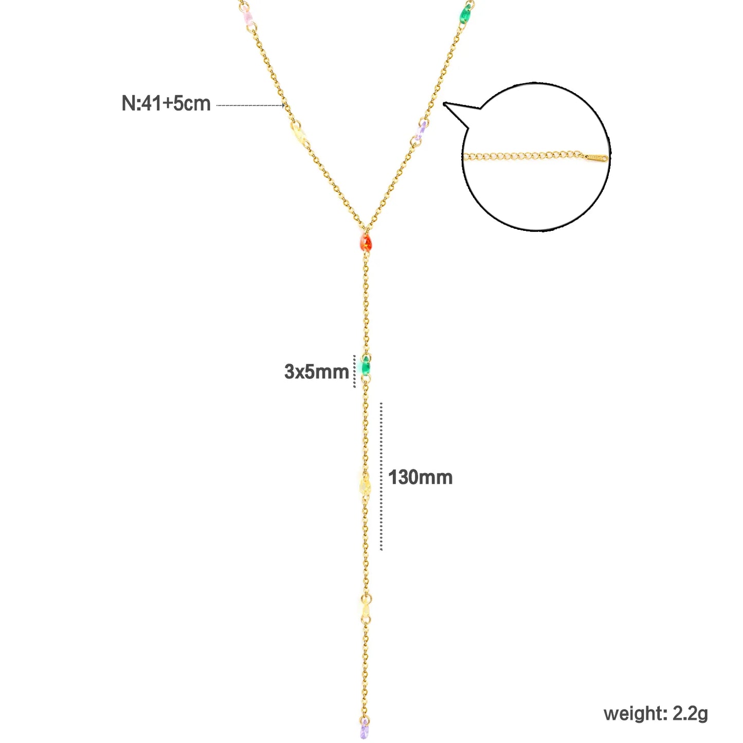 Colorful Oval Crystal Bead Y-Drop Lariat Necklace | Summer Statement Necklace