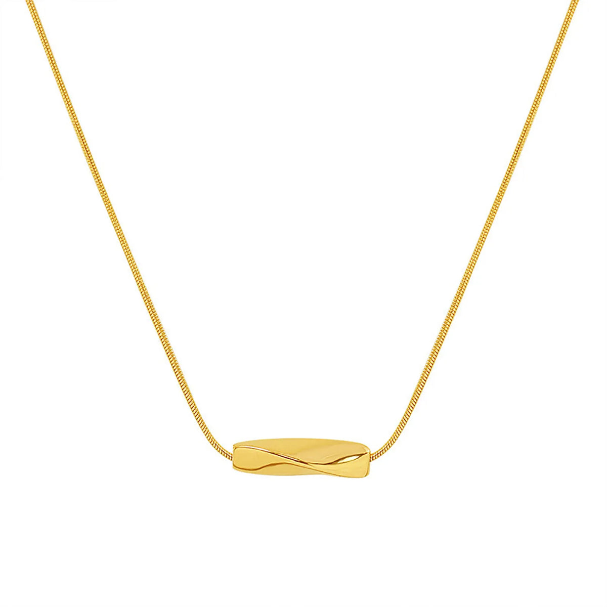 Twisted Barrel Pendant Thin Snake Chain Adjustable Necklace | 40+5cm Extension Chain | Minimalist Dainty Necklace Wholesale Bulk Order 12
