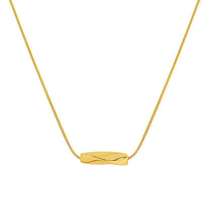Twisted Barrel Pendant Thin Snake Chain Adjustable Necklace | 40+5cm Extension Chain | Minimalist Dainty Necklace Wholesale Bulk Order 12