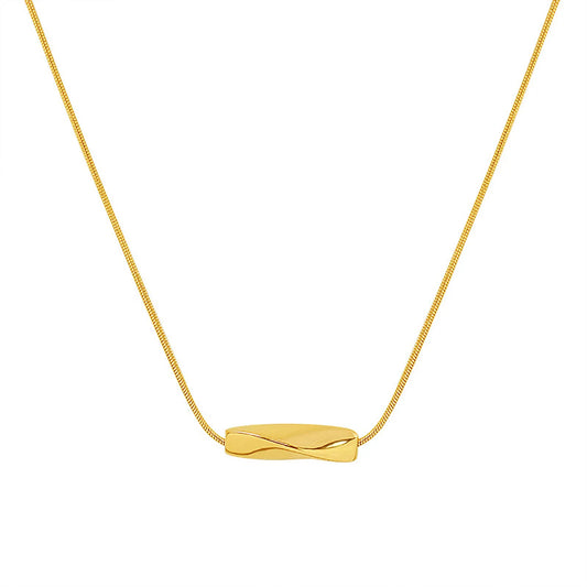 Twisted Barrel Pendant Thin Snake Chain Adjustable Necklace | 40+5cm Extension Chain | Minimalist Dainty Necklace Wholesale Bulk Order 12