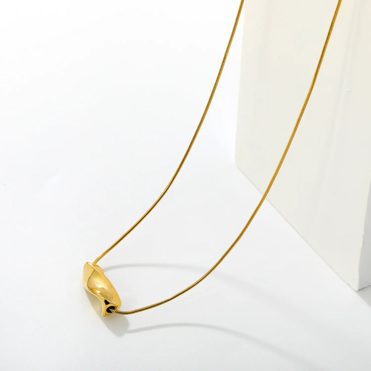 Twisted Barrel Pendant Thin Snake Chain Adjustable Necklace | 40+5cm Extension Chain | Minimalist Dainty Necklace Wholesale Bulk Order 12