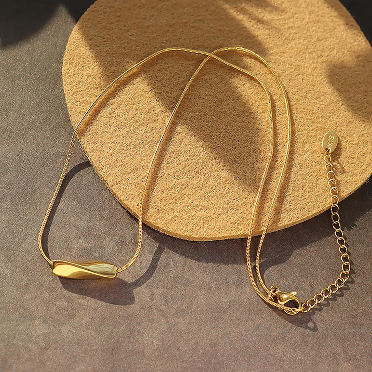 Twisted Barrel Pendant Thin Snake Chain Adjustable Necklace | 40+5cm Extension Chain | Minimalist Dainty Necklace Wholesale Bulk Order 12